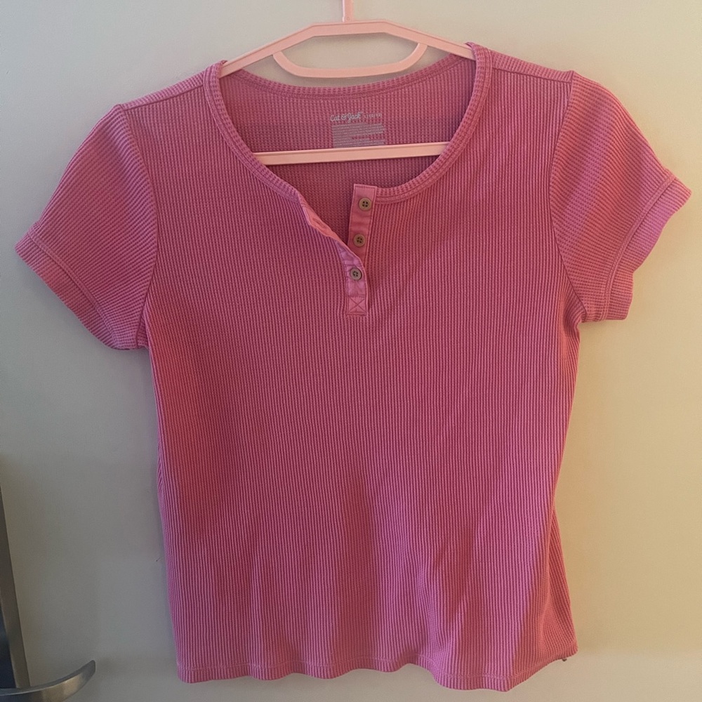 Cat and Jack Girls Pink Button Up Shirt: Size L